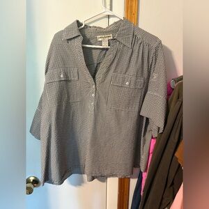 Women's Black and White Checkered Top